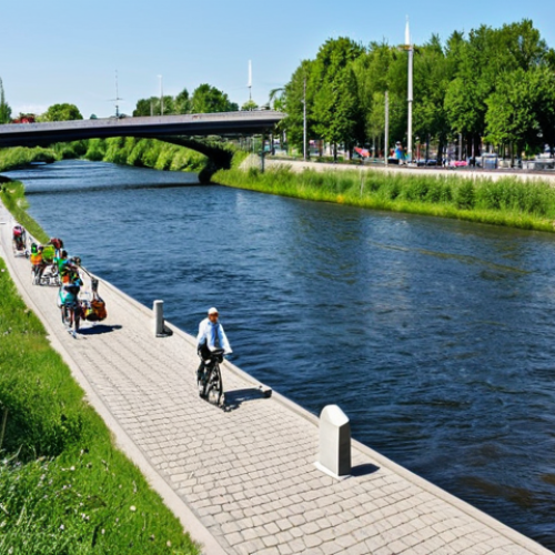 Home 20 **
"Picturesque view of the Reno river in Germany after its revitalization, fully clothed tourists enjoying a bike path along the riverbank, appropriate attire, safe for work, showcasing the increased biodiversity and sustainable tourism, perfect anatomy, correct proportions, professional photography, bright sunny day, family-friendly."
**