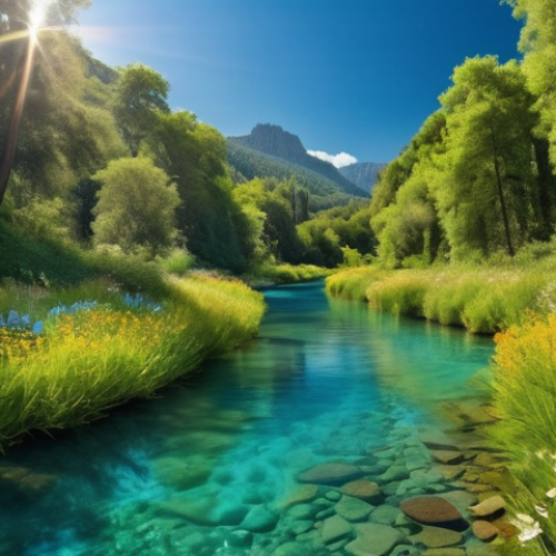 Home 4 하천 생태계 복원과 생물 다양성 보호 - **Prompt:** A vibrant, crystal-clear Italian river, possibly the Po, flowing gently through a lush, ...