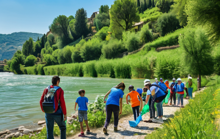 하천 생태계 복원과 생물 다양성 보호 - **Prompt:** A picturesque scene of a thriving, restored Italian river, such as a section of the Po R...